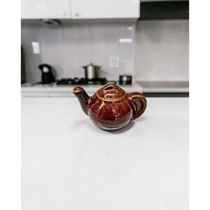 Vintage Brown Glazed Ceramic Teapot Salt Shaker Single Orphan Shaker